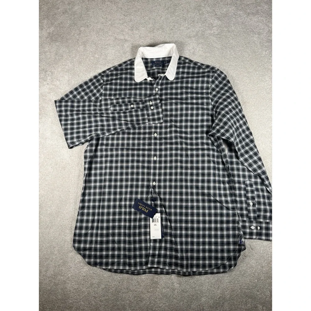 Polo Ralph Lauren Green / Yellow Plaid Dress‎ Shirt Sz 18.5 Slim Fit NWT $148